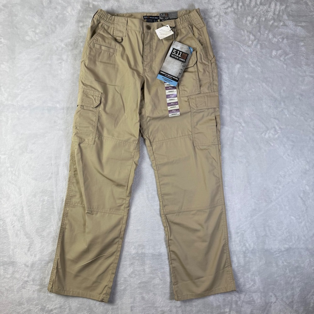 5.11 Tactical Taclite Pro Pants Womens 6 Khaki Tan Ripstop Cargo Teflon 64360